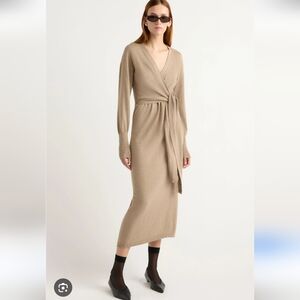 Modern Citizen Beige Wrap Midi Dress
